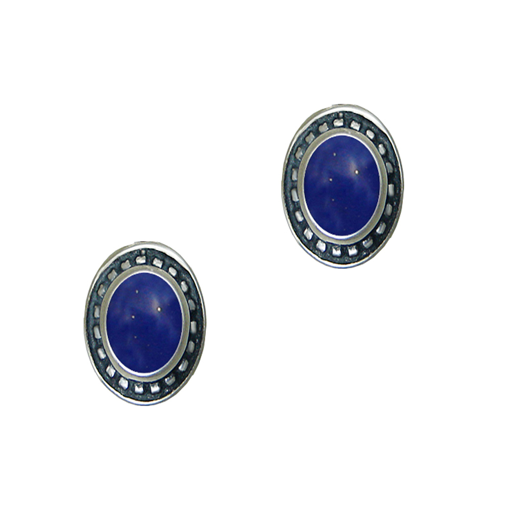 Sterling Silver Lapis Lazuli Post Stud Earrings